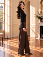 Women’s Lace Sleeve Round Neck Knit Top