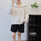 Zipper sequin loose sweater