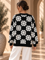 Women’s Floral Color-Block V-Neck Knit Cardigan