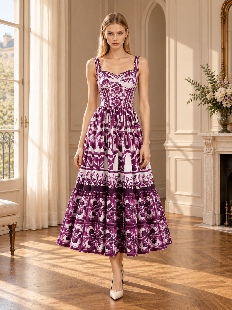 Women’s Sleeveless V-Neck Patchwork Maxi Dress