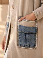 Women’s Denim Panel Pocket Knit Sweater