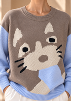 Women’s Color-Block Round Neck Knit Sweater