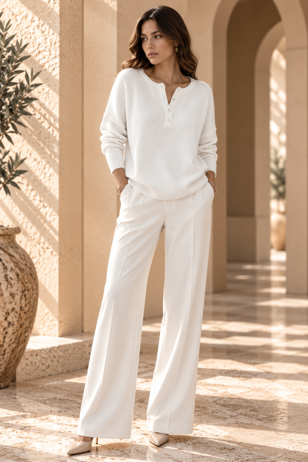 Women’s Button V-Neck Knit Sweater