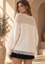 Women’s Lace Sequin Hollow-Out Knit Sweater