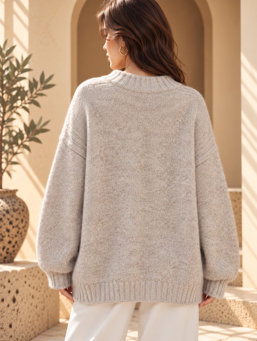 Women’s Solid V-Neck Knit Sweater