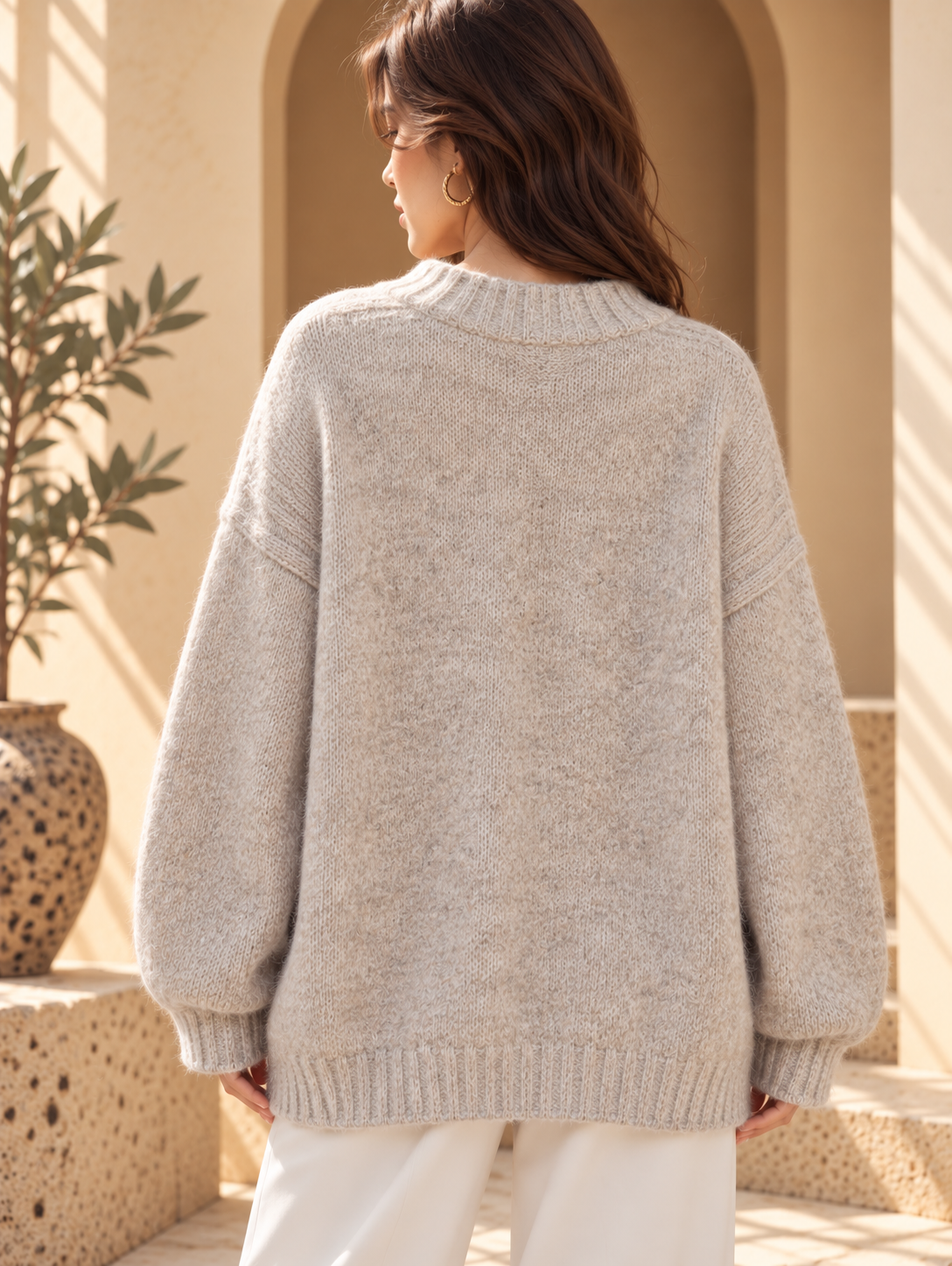 Women’s Solid V-Neck Knit Sweater