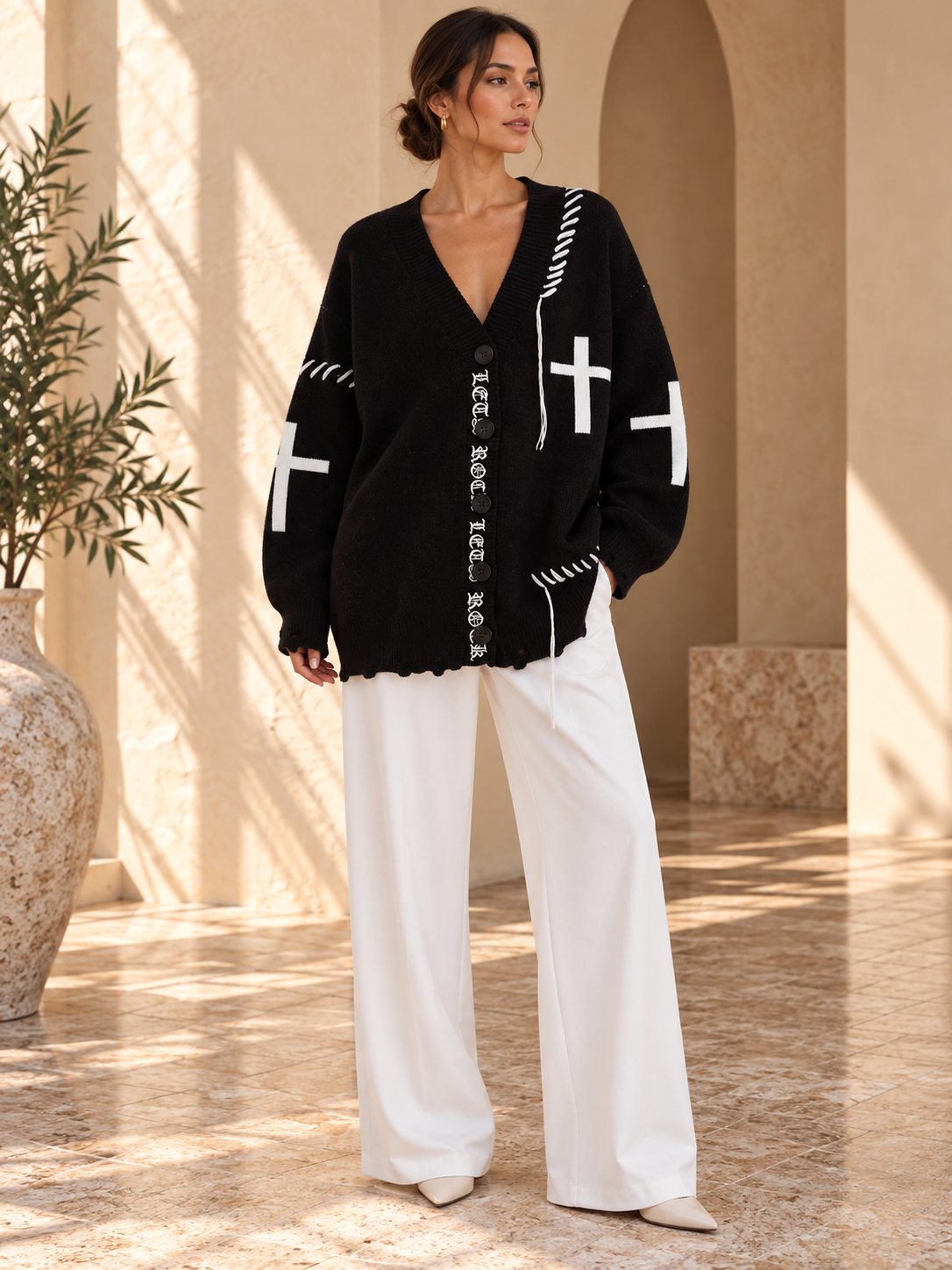 Women’s Tassel V-Neck Knit Cardigan