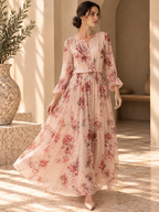 Women’s Floral Mulberry Silk Maxi Dress