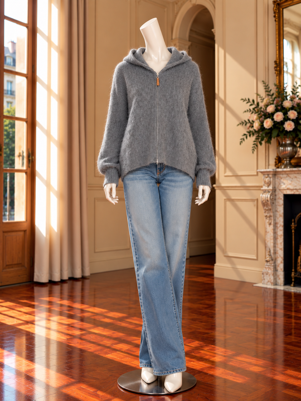Women’s Zip Hooded Relaxed Knit Sweater