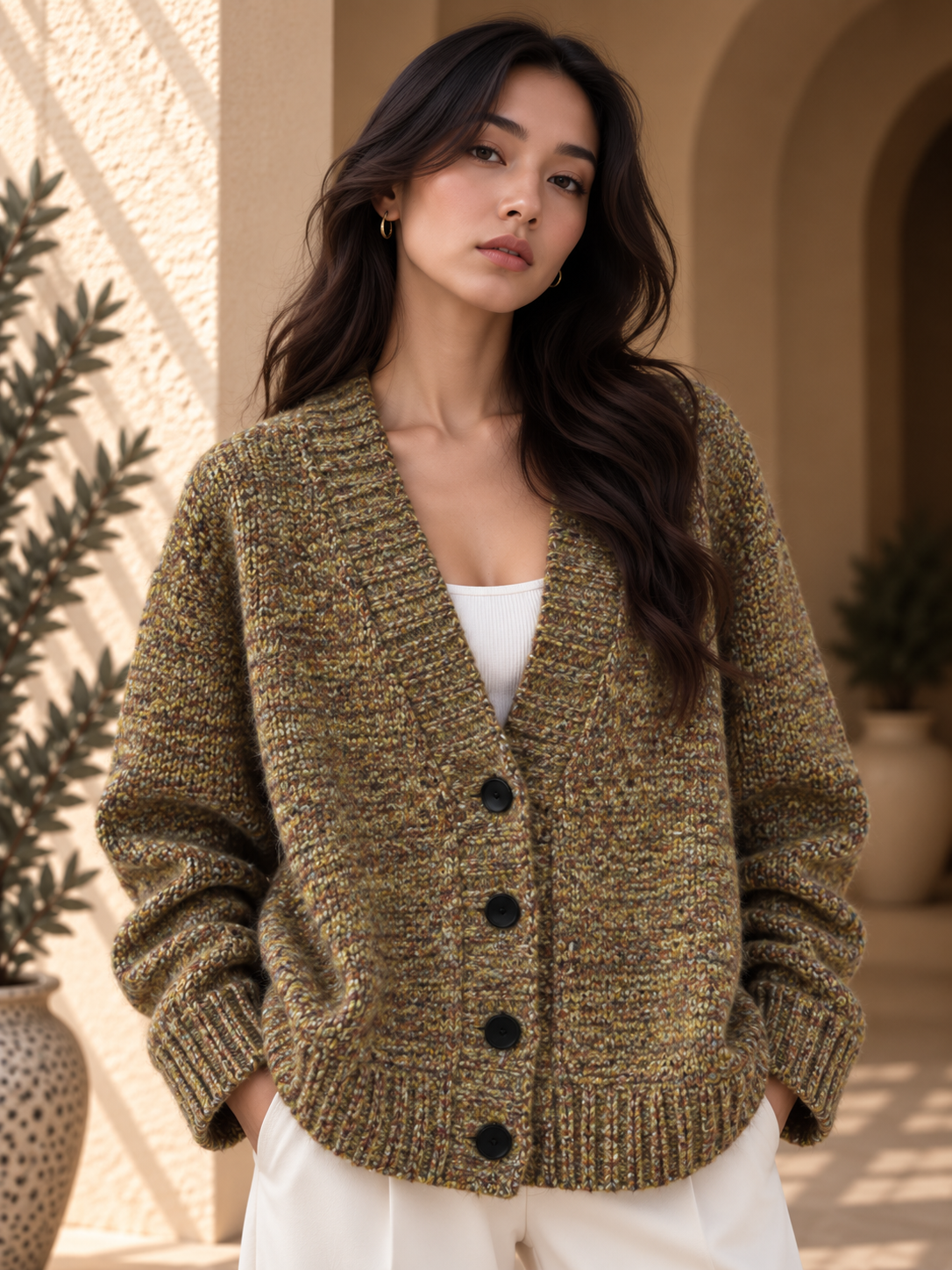 Women’s Long Sleeve V-Neck Knit Sweater