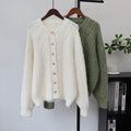 Round neck loose cardigan sweater for women