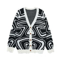 Zebra print V-neck knitted cardigan