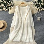 Women’s Oversized Hooded Knit Cardigan Coat – Mid-Length Loose Sweater Jacket