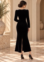 Women’s Hollow-Out Mermaid Velvet Maxi Dress