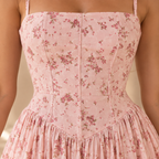 Women’s Floral Strappy Backless A-Line Maxi Dress