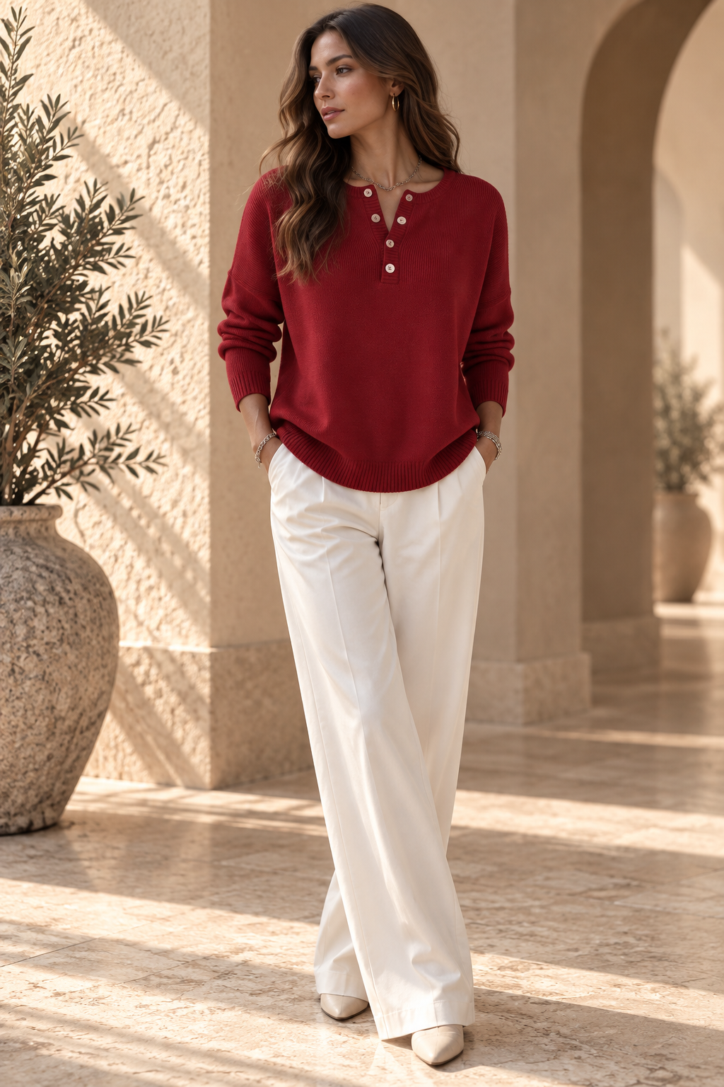 Women’s Button V-Neck Knit Sweater