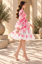 Women’s Lantern Sleeve Button-Front Dress