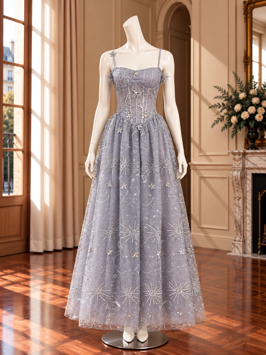 Women’s Celestial Sequin Mesh A-Line Dress