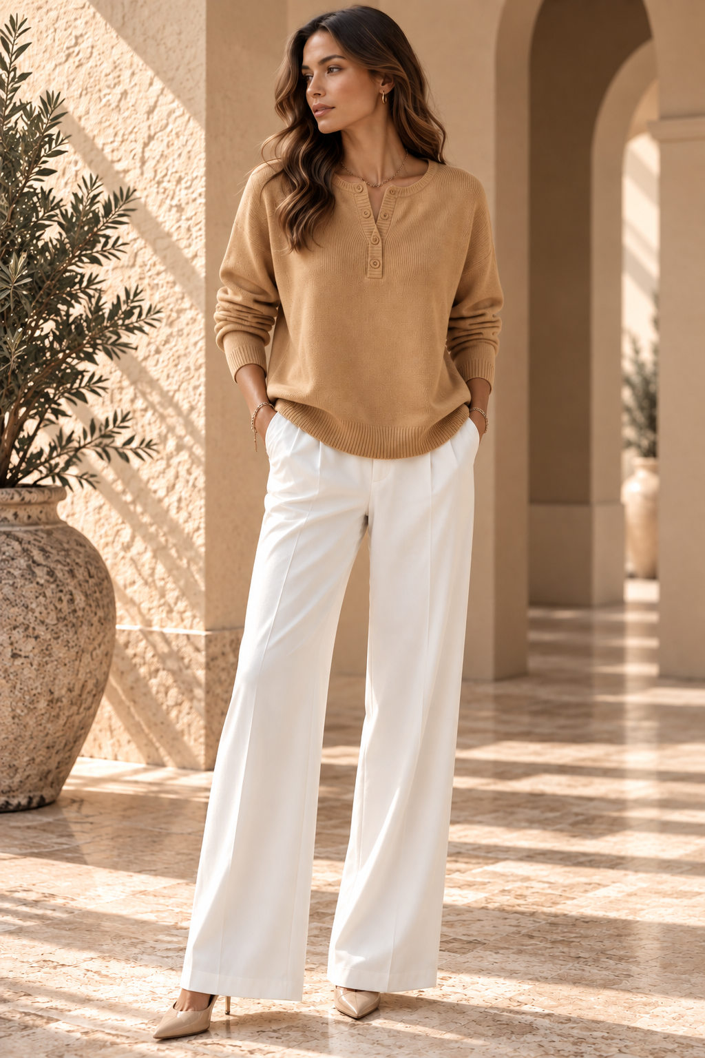 Women’s Button V-Neck Knit Sweater