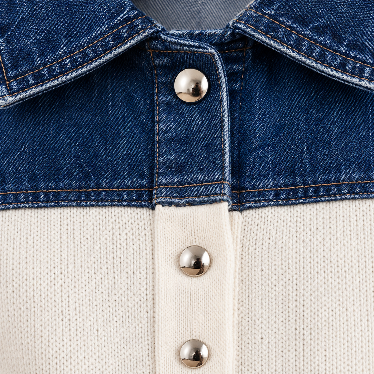 Women’s Denim Patchwork Relaxed Knit Sweater