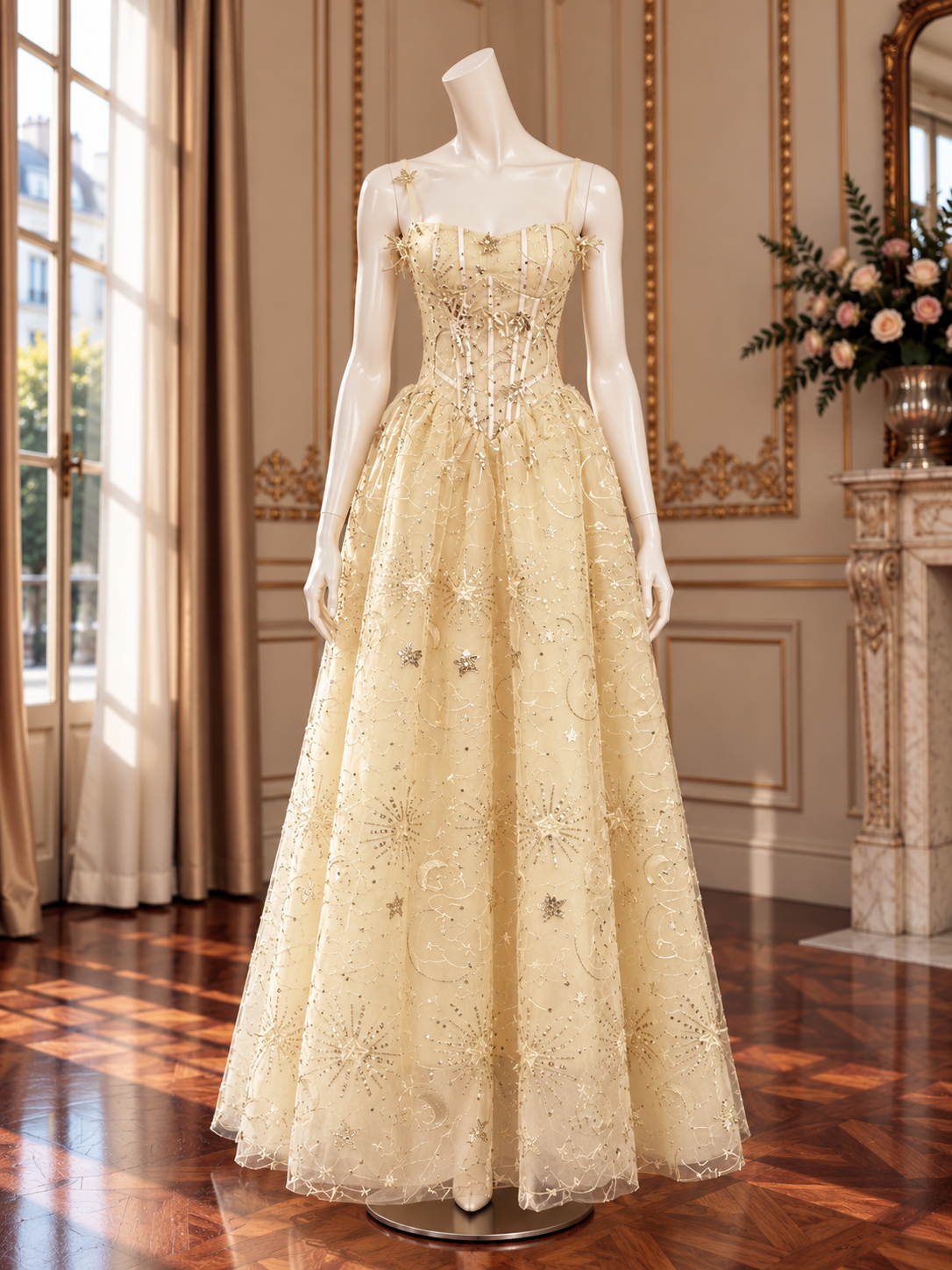 Women’s Celestial Sequin Mesh A-Line Dress