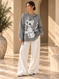 Women’s Cat Round Neck Knit Sweater