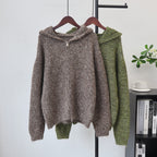 Zipper hooded cardigan sweater