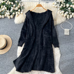 Women’s Oversized Hooded Knit Cardigan Coat – Mid-Length Loose Sweater Jacket