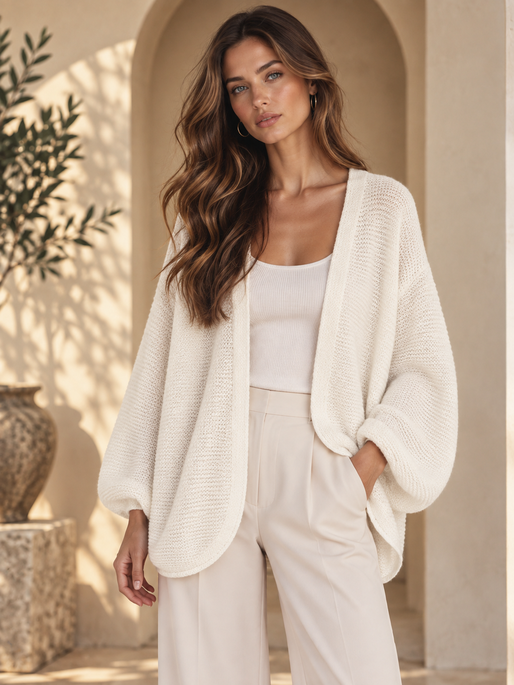 Women’s Open-Front Relaxed Knit Cardigan