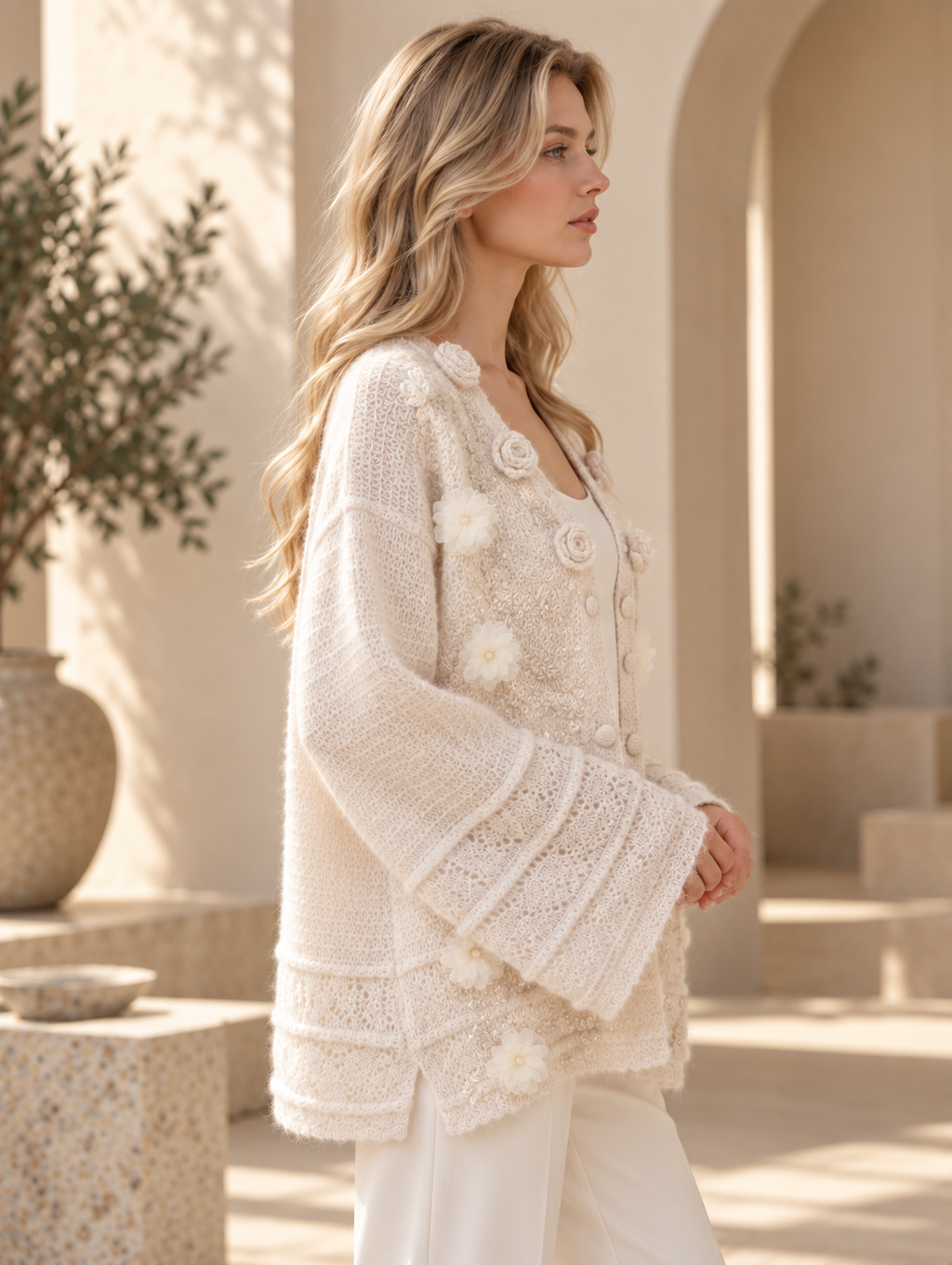 Women’s Floral V-Neck Button Cardigan