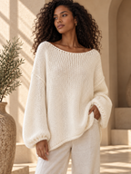 Women’s Hollow-Out Side-Slit Knit Sweater