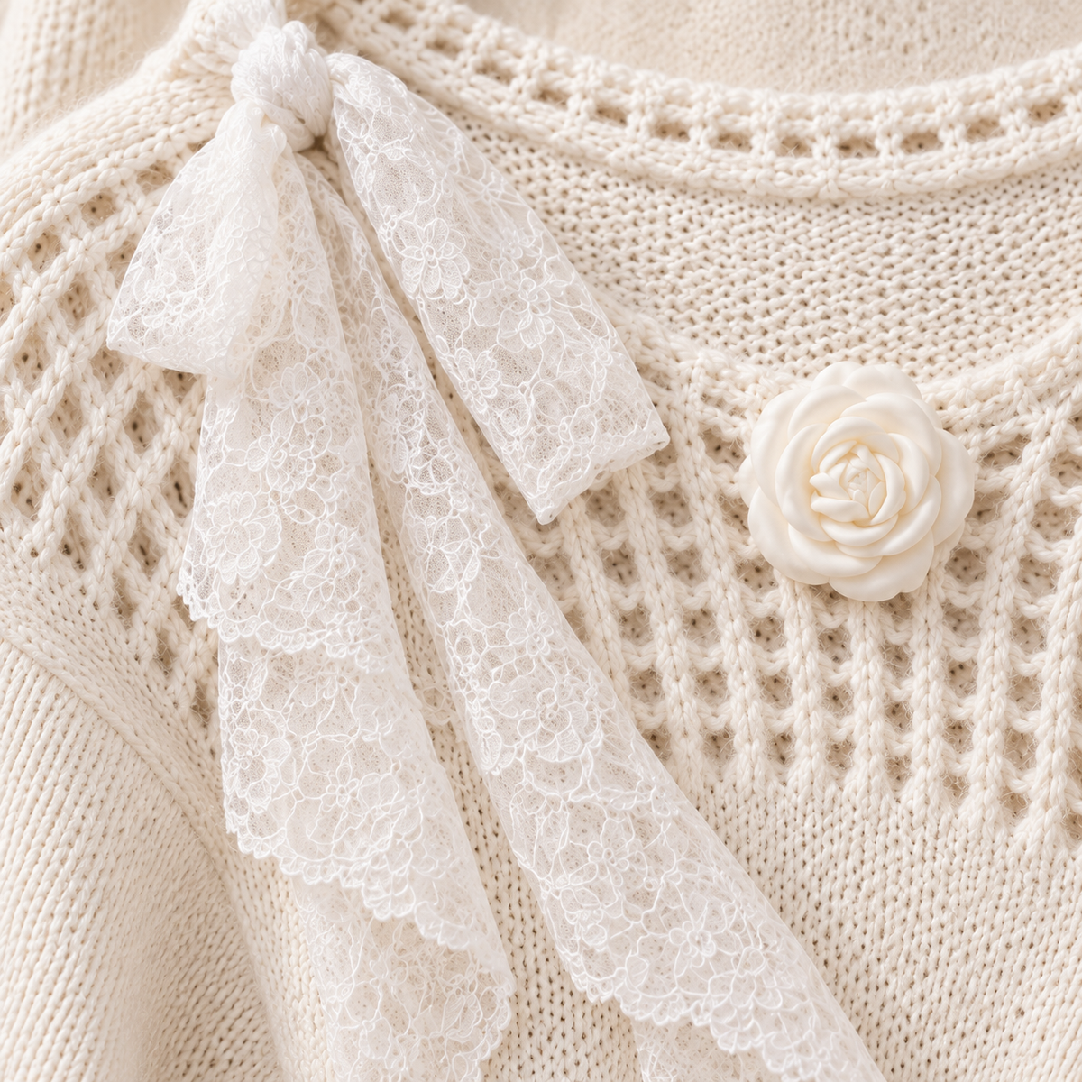 Women’s Lace Sequin Hollow-Out Knit Sweater