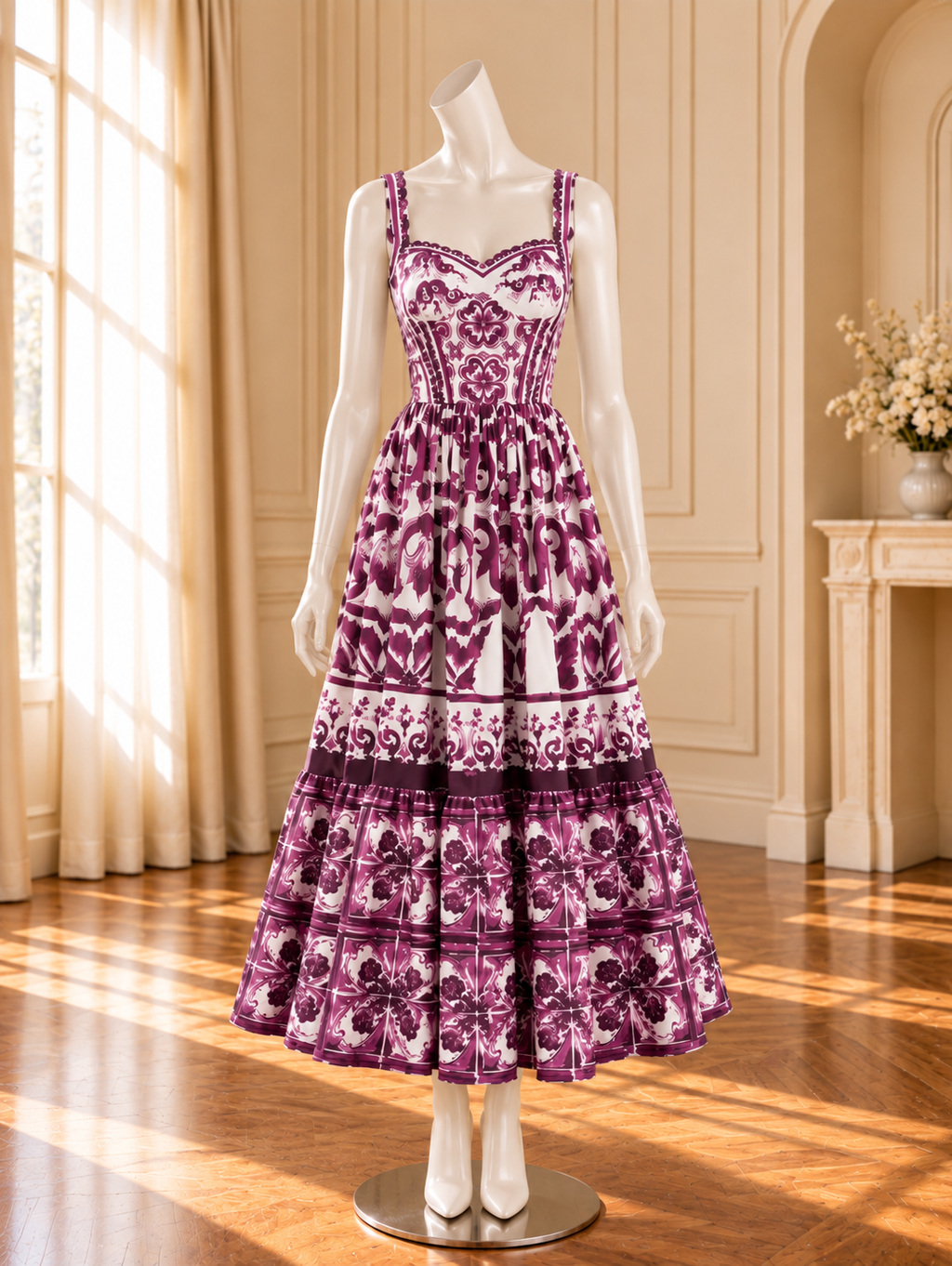 Women’s Sleeveless V-Neck Patchwork Maxi Dress