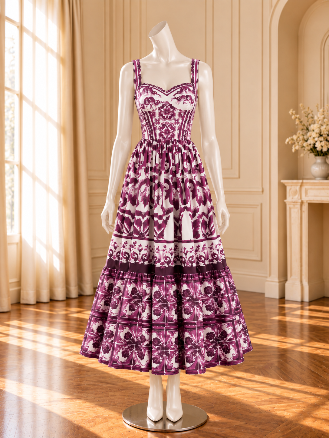 Women’s Sleeveless V-Neck Patchwork Maxi Dress