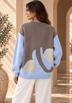 Women’s Color-Block Round Neck Knit Sweater