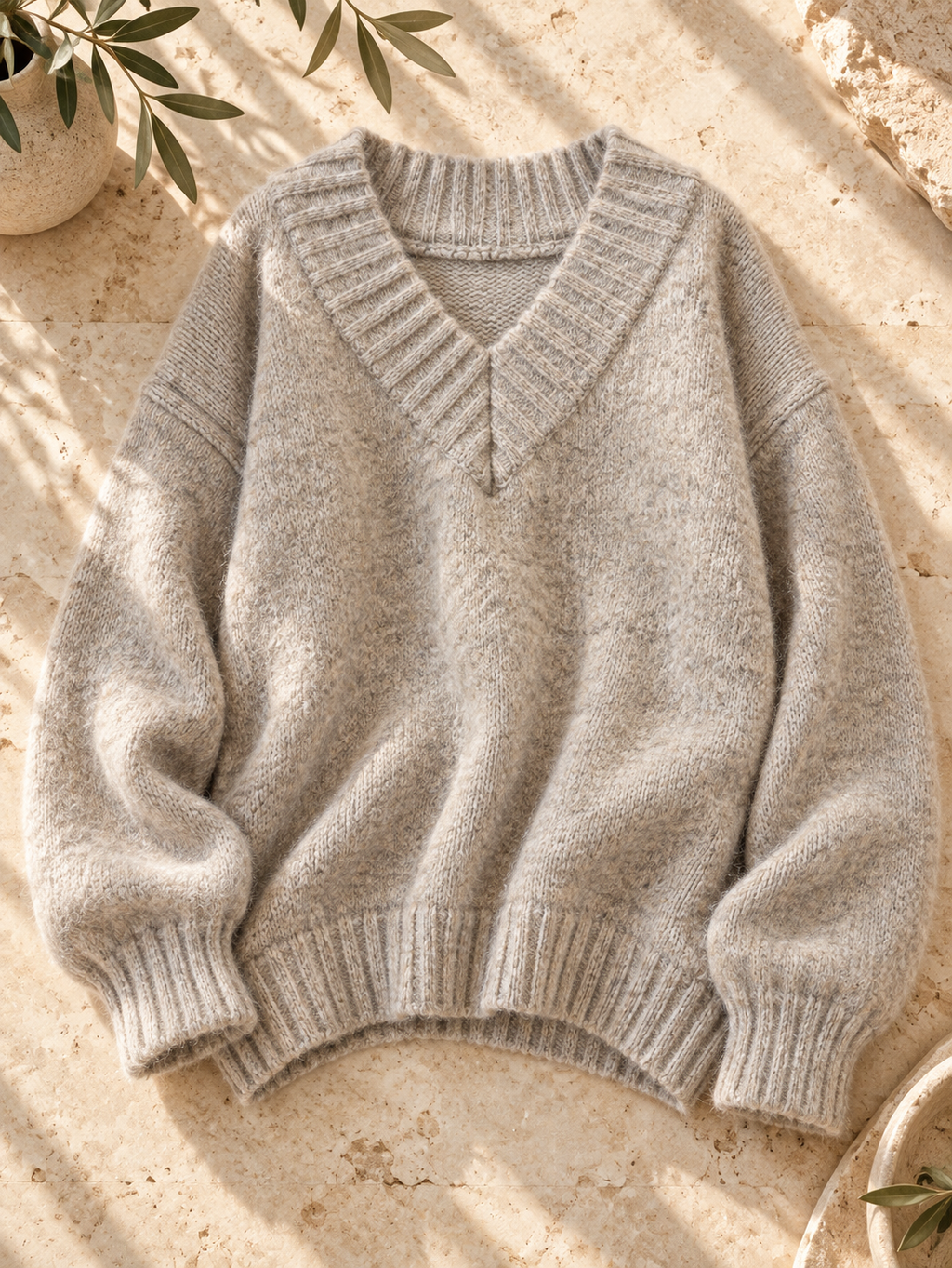 Women’s Solid V-Neck Knit Sweater