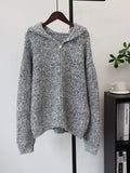 Zipper hooded cardigan sweater