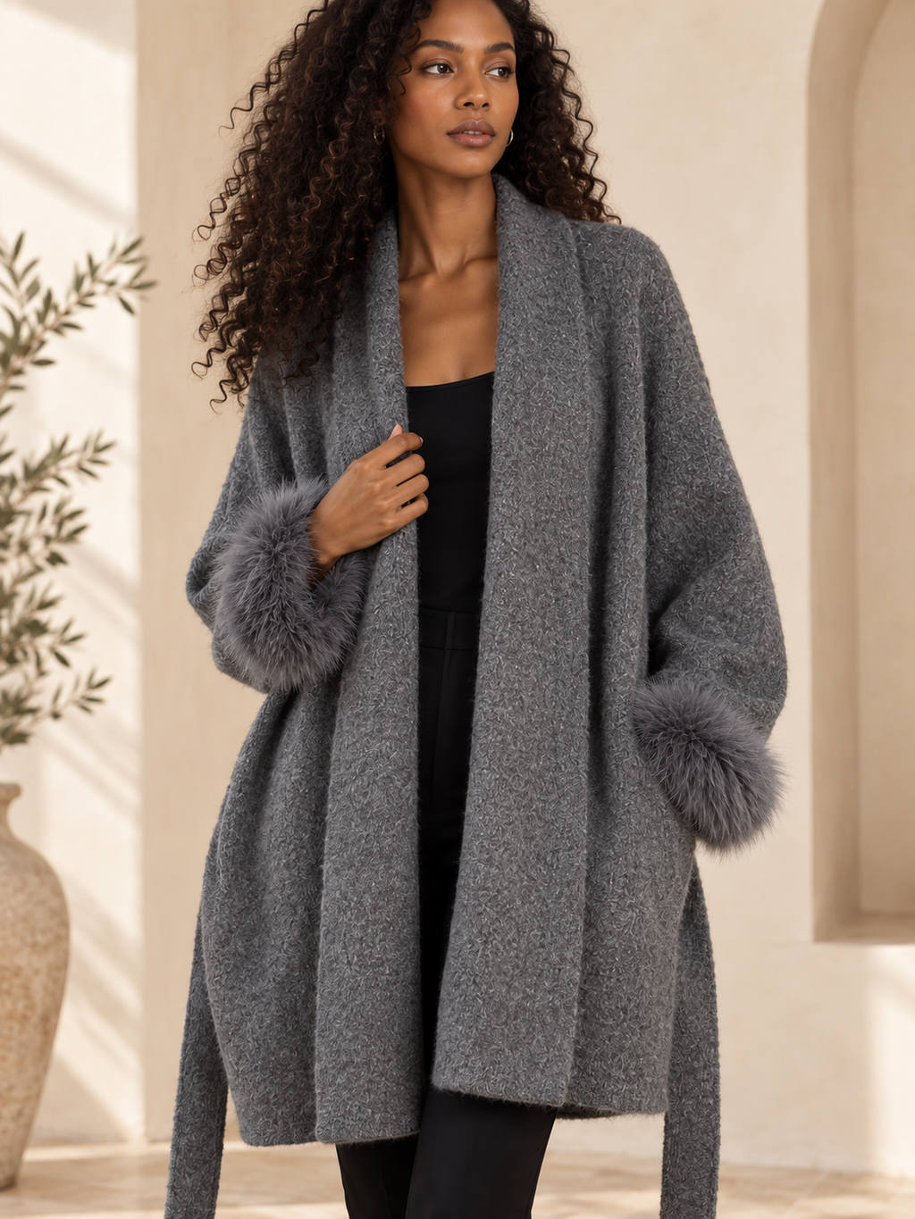 Women’s Lace-Up Knit Cardigan