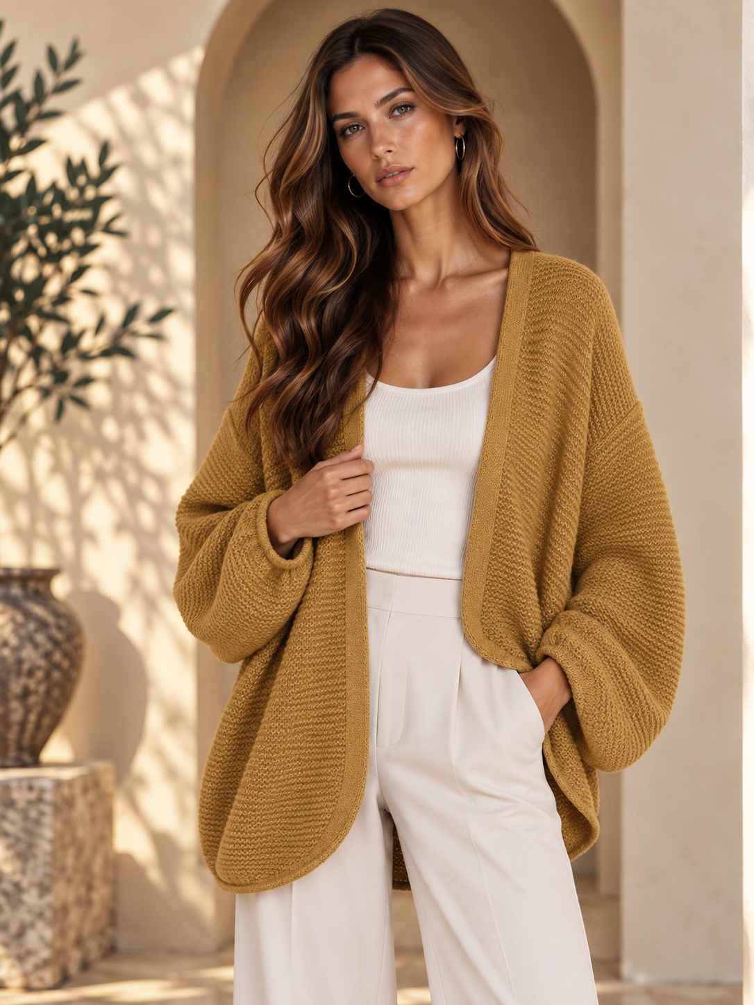 Women’s Open-Front Relaxed Knit Cardigan