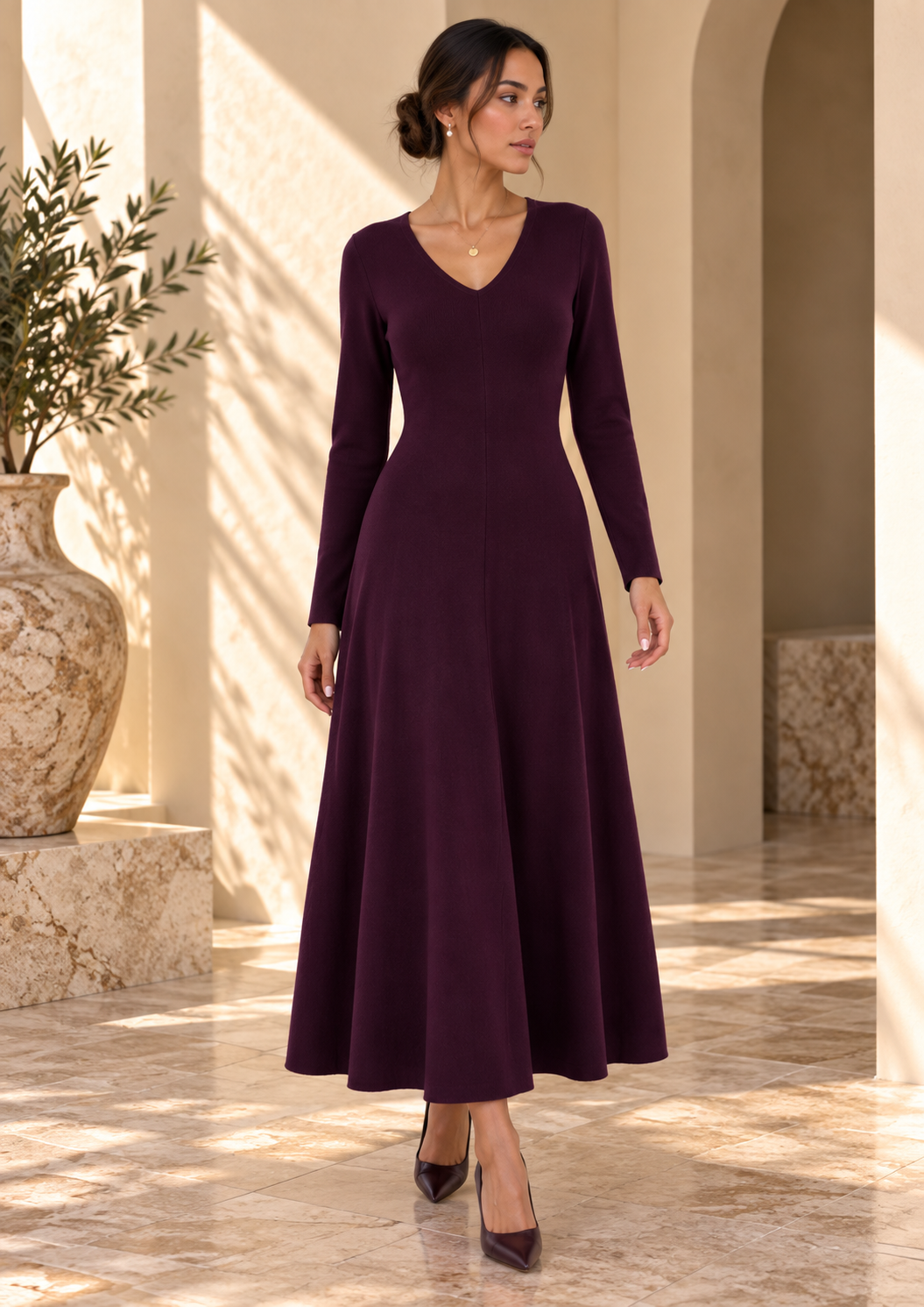 Women’s Collared Long Knit Dress