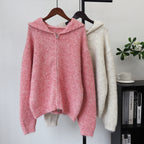 Zipper hooded cardigan sweater