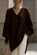 V-neck lazy style sweater women's loose knit sweater top
