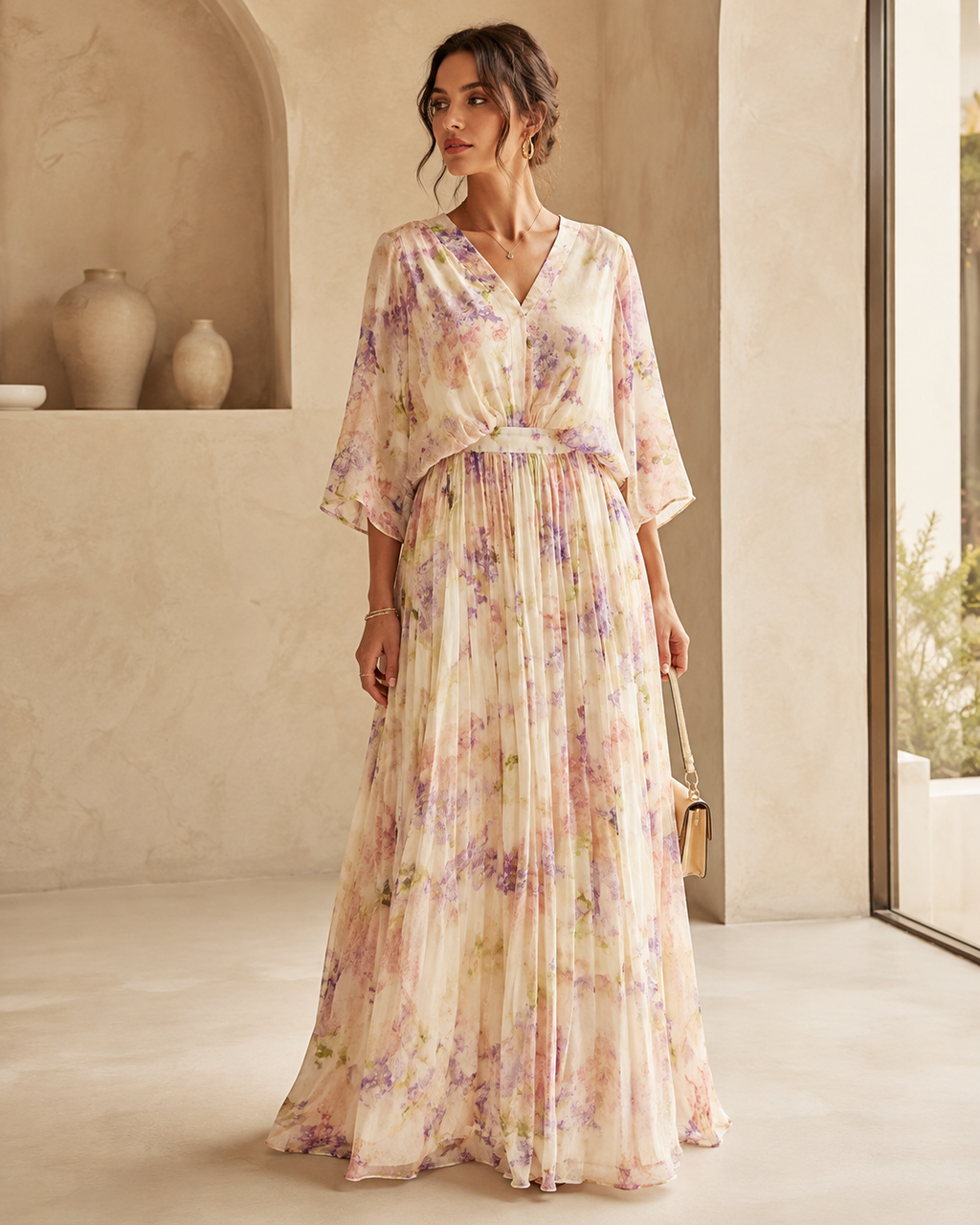 Women’s Floral Chiffon Maxi Dress