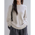 Round neck sweater women's autumn and winter versatile lazy style solid color top
