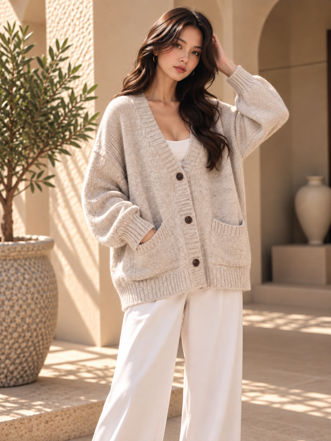 Women’s Relaxed V-Neck Knit Cardigan