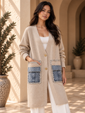 Women’s Denim Panel Pocket Knit Sweater