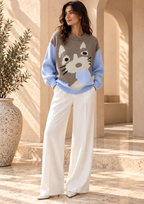 Women’s Color-Block Round Neck Knit Sweater
