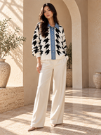 Women’s Denim Patchwork Relaxed Knit Sweater
