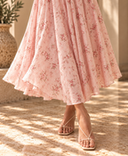 Women’s Floral Strappy Backless A-Line Maxi Dress