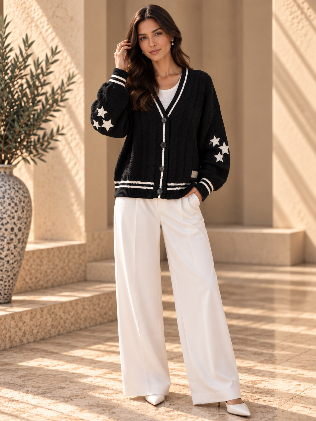 Women’s Long Sleeve Wool-Blend Cardigan
